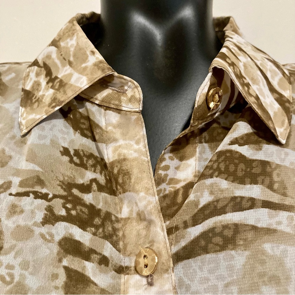 Women’s Sheer Animal Print Blouse Long Sleeve S JM Collection NWT - Picture 6 of 14